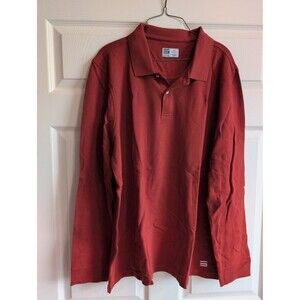 Three Sixty Six Mens Long Sleeve Golf Polo Shirt Rust Red XXL